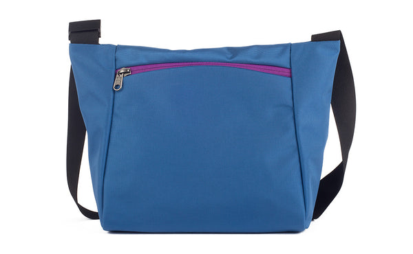 Reverse shot of an Icon in Constellation (light blue) 525 Ballistic with Ultraviolet (purple) zippers.